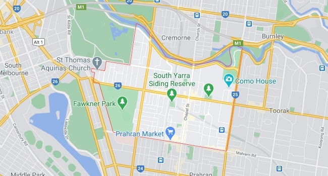 South Yarra Map Area